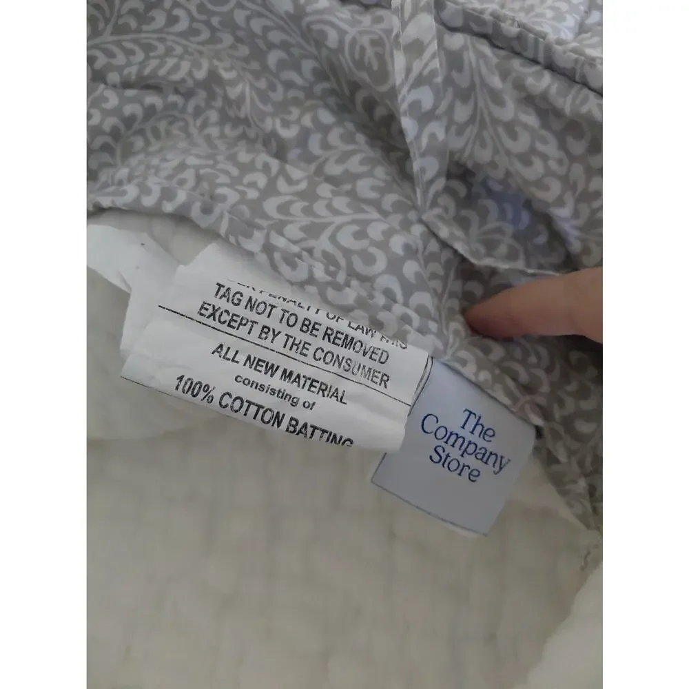2 THE COMPANY STORE Quilted Pillow Shams Set Gray KING Size Tie Closure Cozy